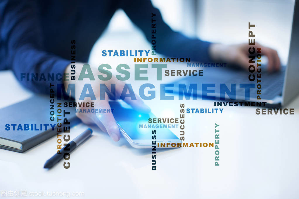 在虛擬屏幕上的資產(chǎn)管理。經(jīng)營(yíng)理念。詞云